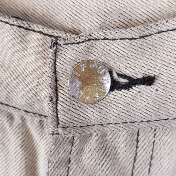 UNIF Jeans Womens Size 26 Cream Acid Wash Straight Leg Baggy - Picture 2 of 8